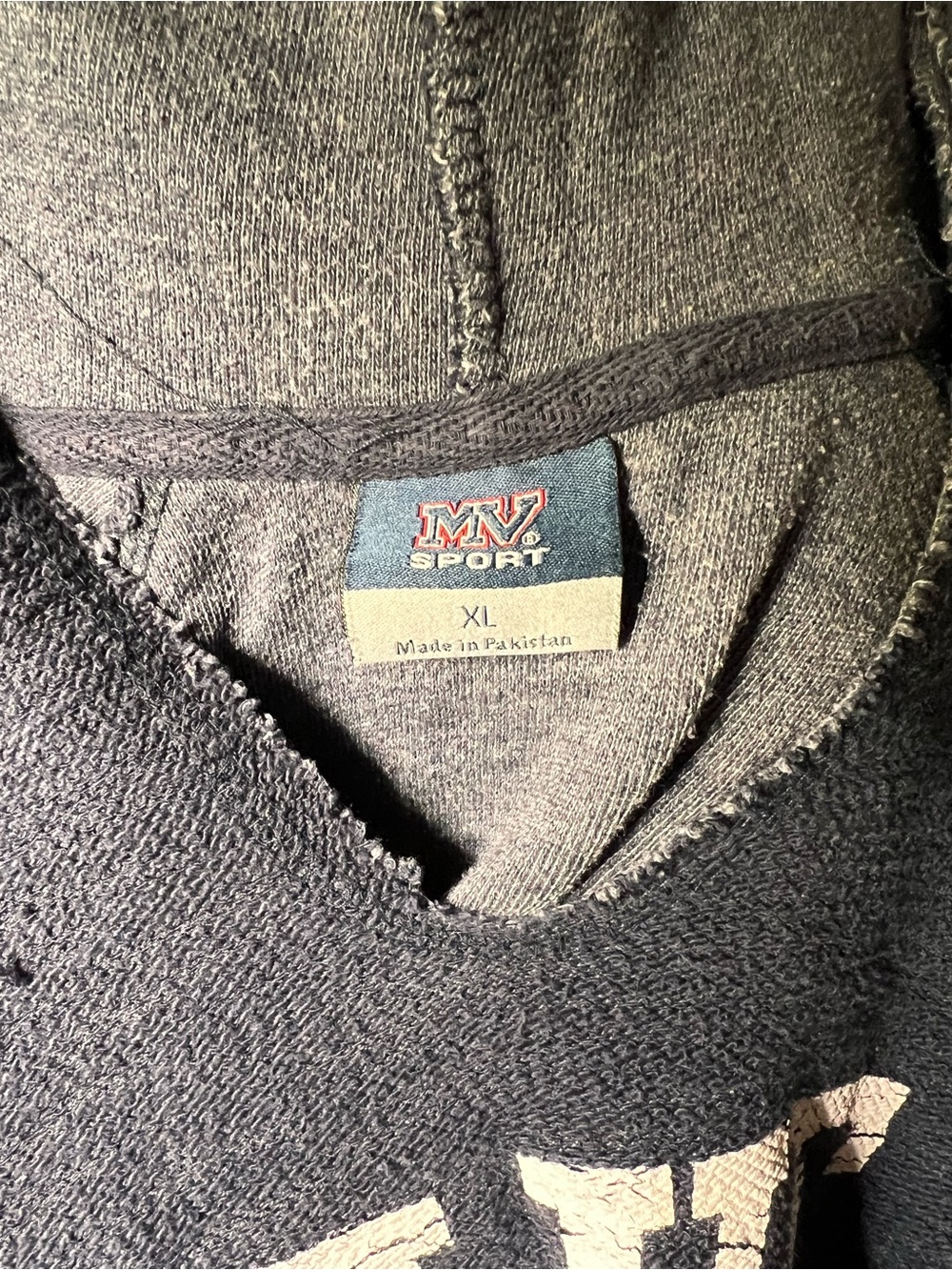 Oversized Women's dark navy blue Crewneck Sweater with Distressed Detail